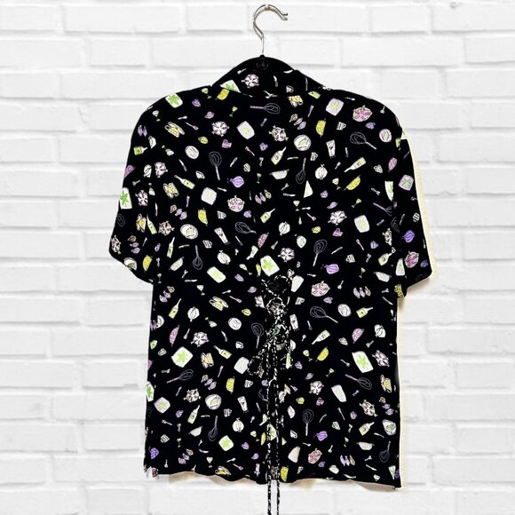 Carole Little Dresses Vintage Button Down Blouse Kitchen Printed Adjustable RARE - Picture 7 of 13